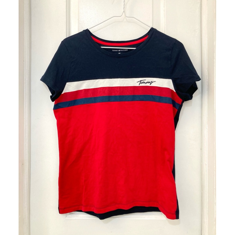 TOMMY HILFIGER Navy Red White Stripe T-shirt